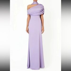 Miss Rosier Bendetta Lilac One Shoulder Satin Dress